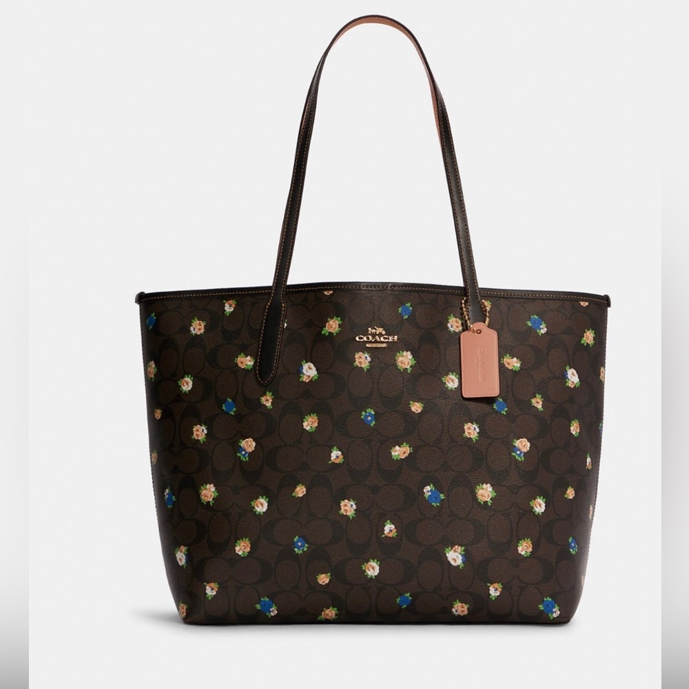 NEW! Tote In Signature Canvas With Vintage Mini Rose Print